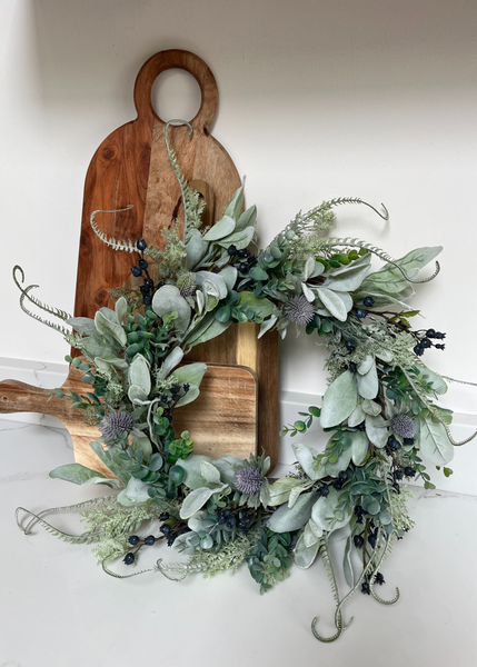 Asparagus Fern and Thistle Wreath