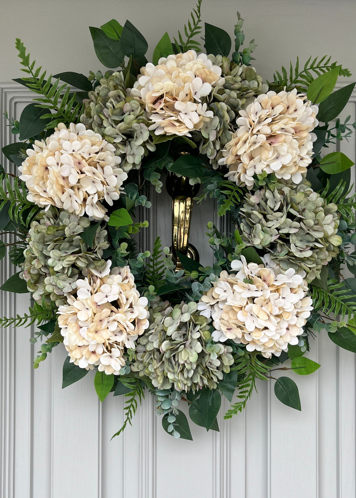 Green and Cream Hydrangea Wreath
