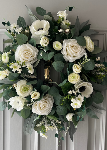 White and Green Spring Wreath